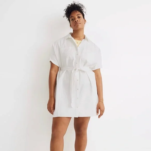 Madewell Denim Seamed Courier TIE-WAIST, Size 2X in Tile White at Nordstrom